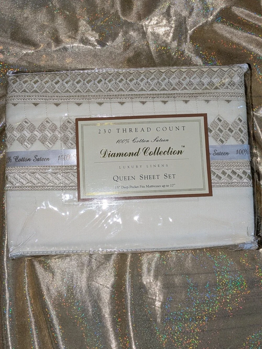 Queen Sheet Set 230-Thread Count Cream/Gold